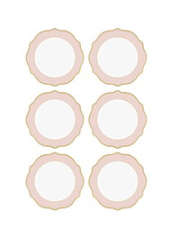 Hermia Juego de platos de postre DNR0025, 6 piezas, Rosa de Porcelana